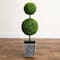 3ft. LED UV Resistant Double Ball Boxwood Topiary in Decorative Planter
